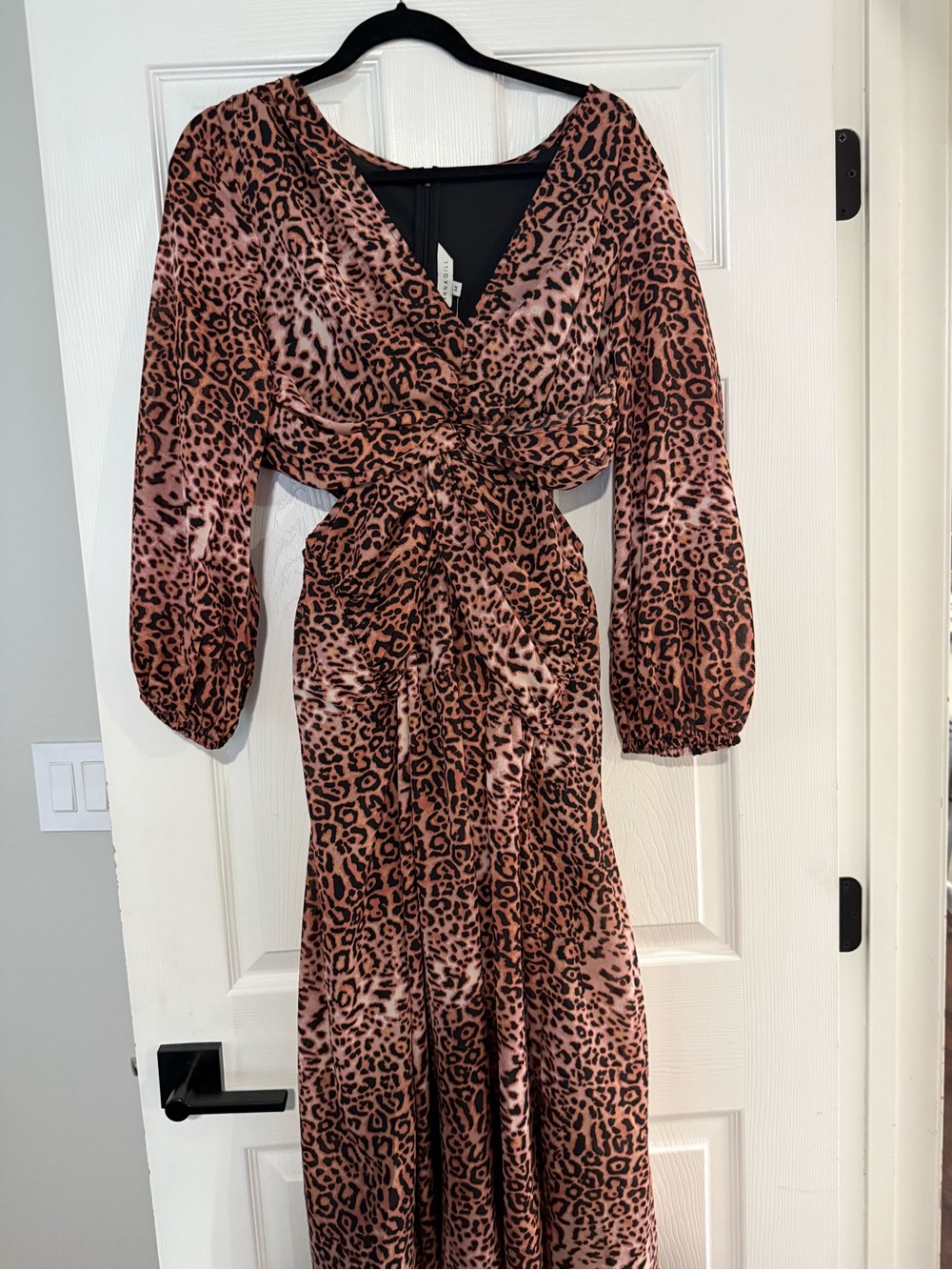 Ranna Gill Pink Leopard Wrap Maxi Dress